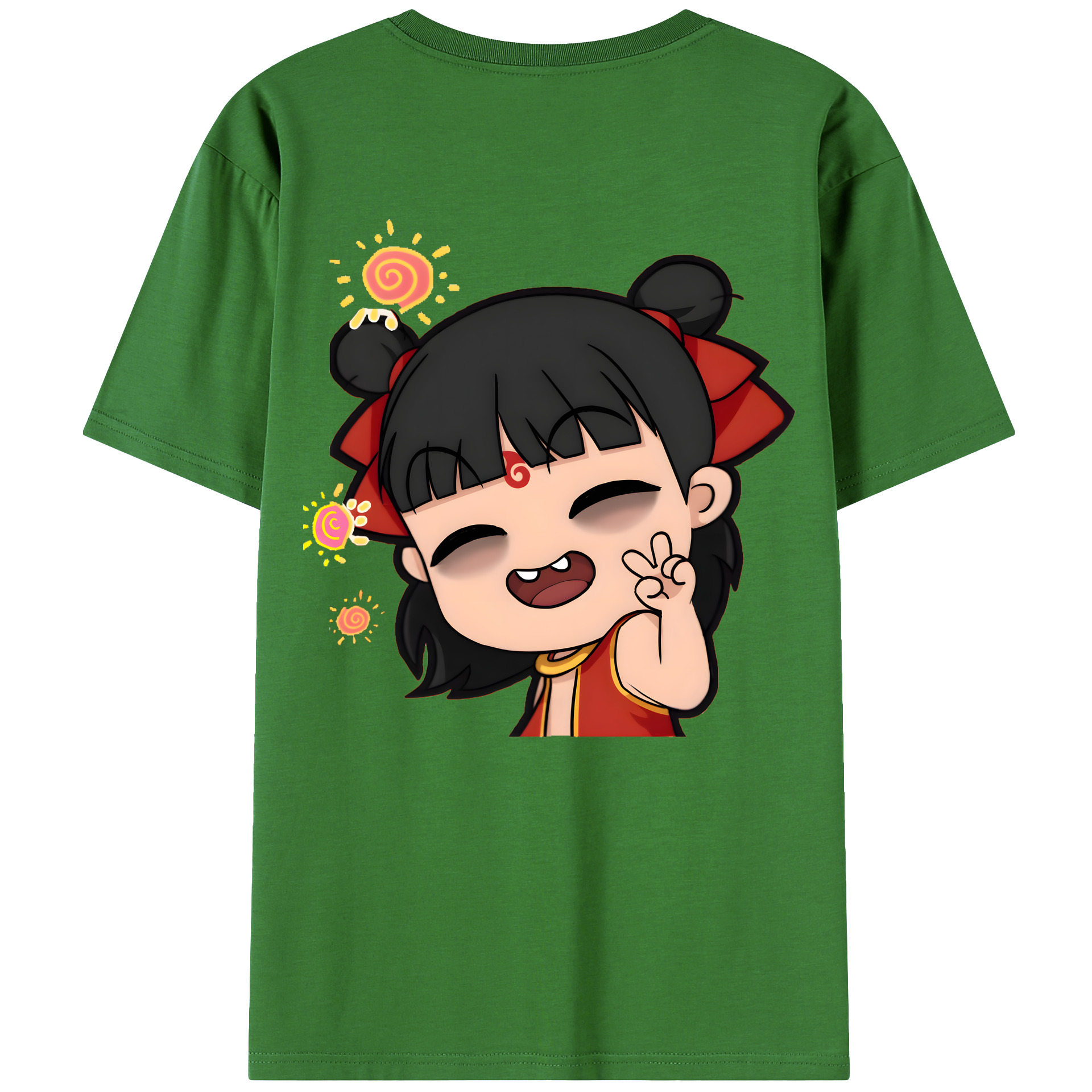 （画像用） Ne Zha 2 ナタ 魔童の大暴れ レディース半袖Tシャツ(バックプリント)